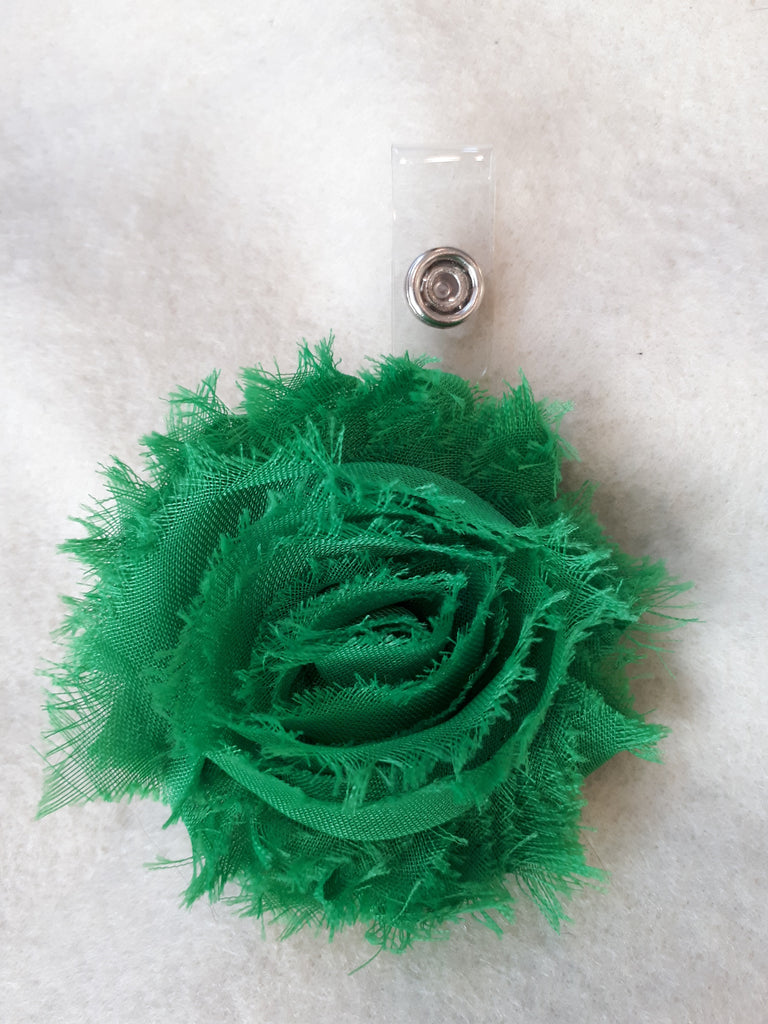Green Flower Badge Holders - Pretty Badge Reels - Retractable ID