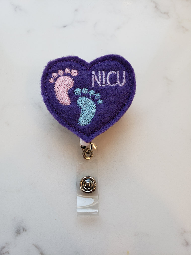 Baby Feet Badge Reel ID Holder Nurse L&D Labor Delivery NICU PICU Neonatal  Dr.