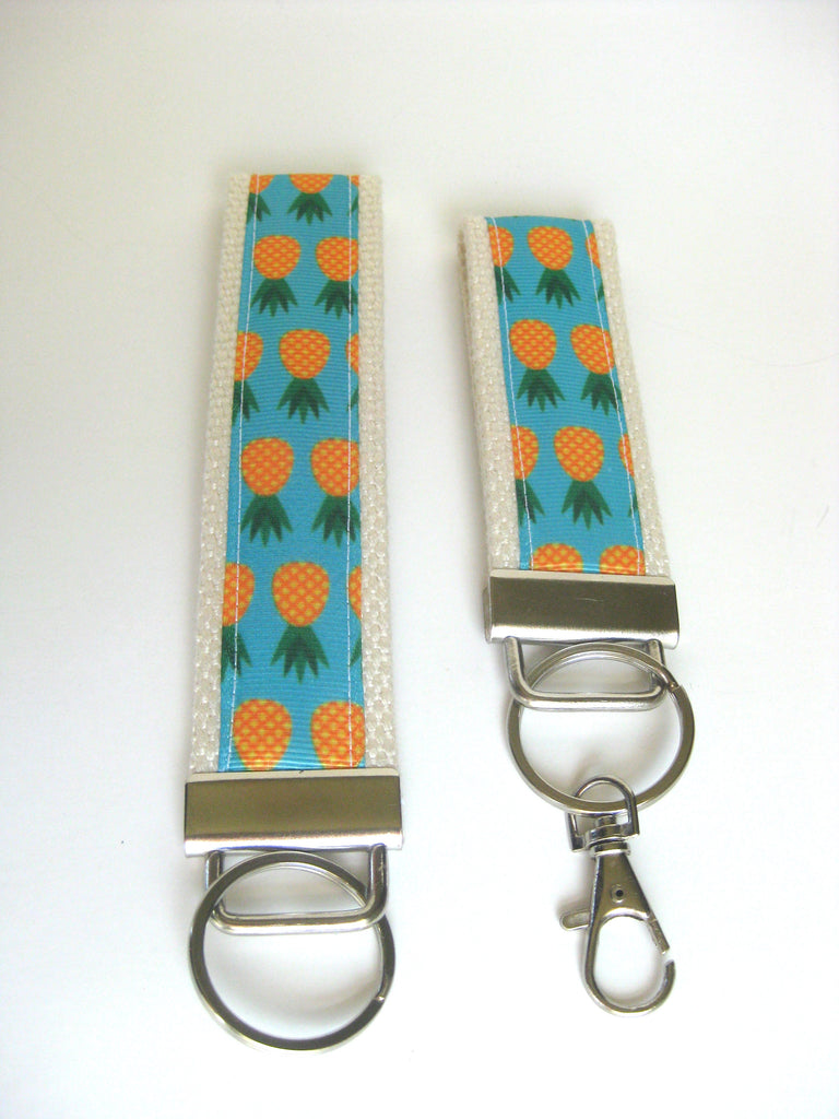 Keychain Key Fob Wristlet | Fabric Wrist Strap for Women (Black Stripe)